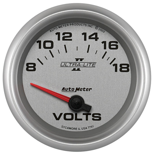 AutoMeter 7791 Autometer Ultra-Lite II 2-5/8in 18V Electric Voltmeter Gauge