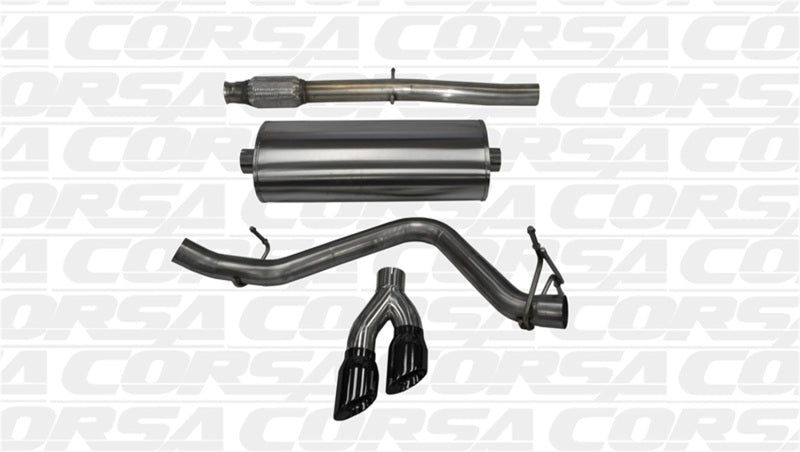 CORSA Performance 14873BLK Corsa 14-19 GMC Sierra/Chevy Silv 1500 Crew Cab/Short Bed 5.3L V8 Black Sport Single Side CB Exhaust