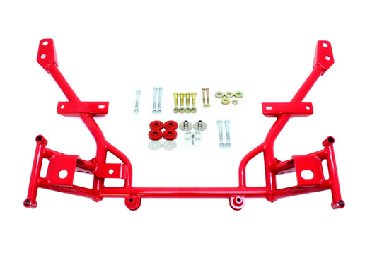 BMR Suspension KM020R BMR 05-14 S197 Mustang K-Member w/ 1/2in Lowered Motor Mounts and STD. Rack Mounts - Red