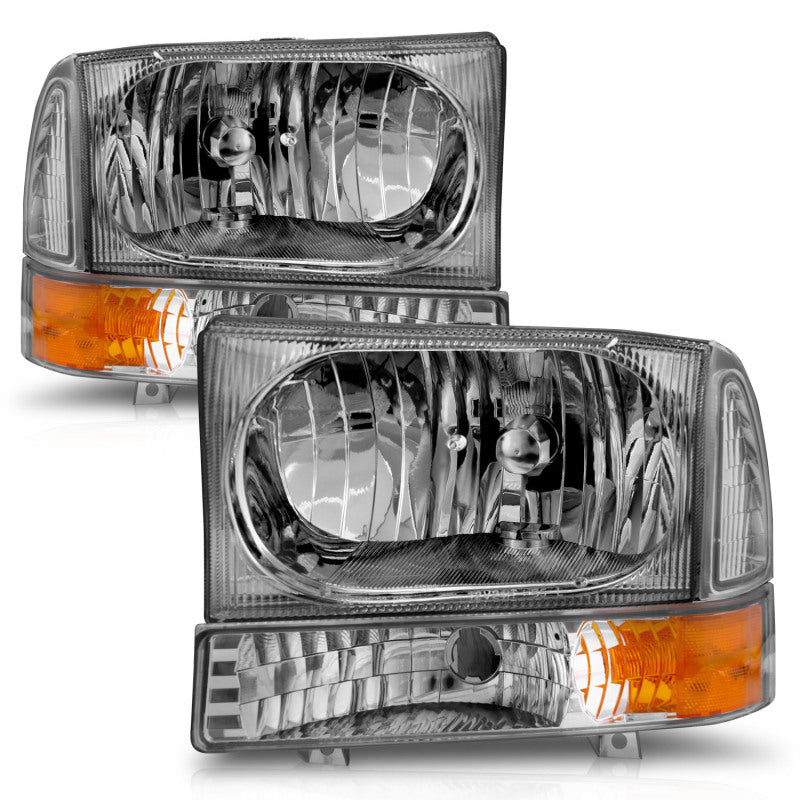 ANZO 111081 2000-2004 Ford Excursion Crystal Headlights Chrome w/ Corner Lights 2pc