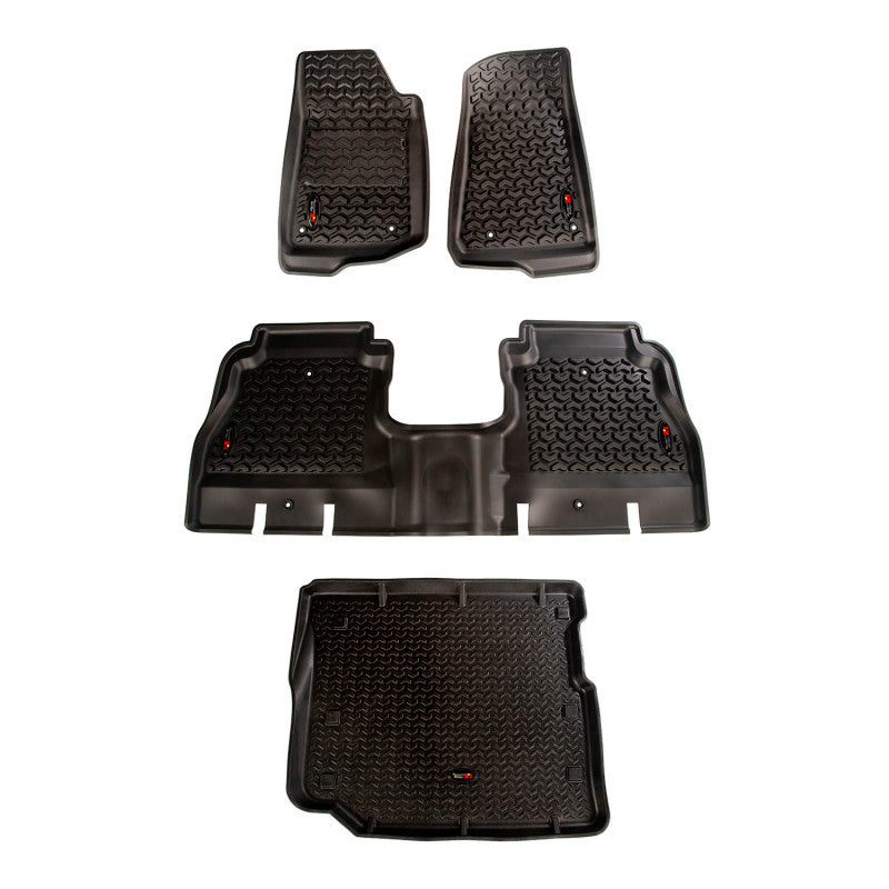 Rugged Ridge 12988.05 Floor Liner Front/Rear/Cargo Black 18-21 Jeep Wrangler JL 4 Dr (Excl. 4XE Models)