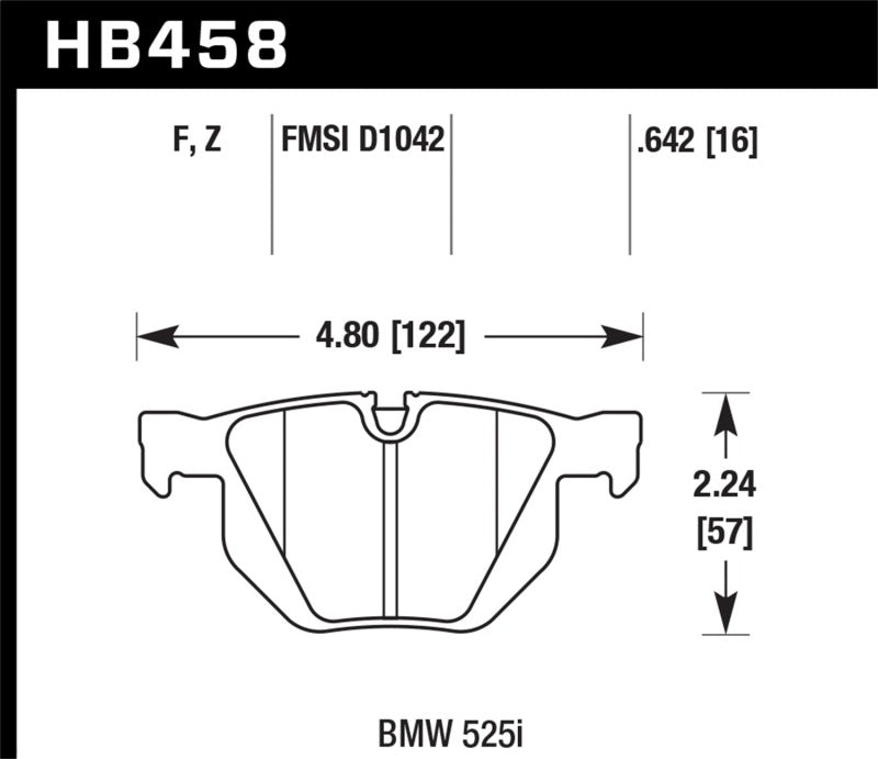 Hawk Performance HB458Z.642 Hawk 07-08 BMW X5 3.0si / 09-13 X5 Xdrive / 10-13 X6 Xdrive Perf Ceramic Rear Street Brake Pads