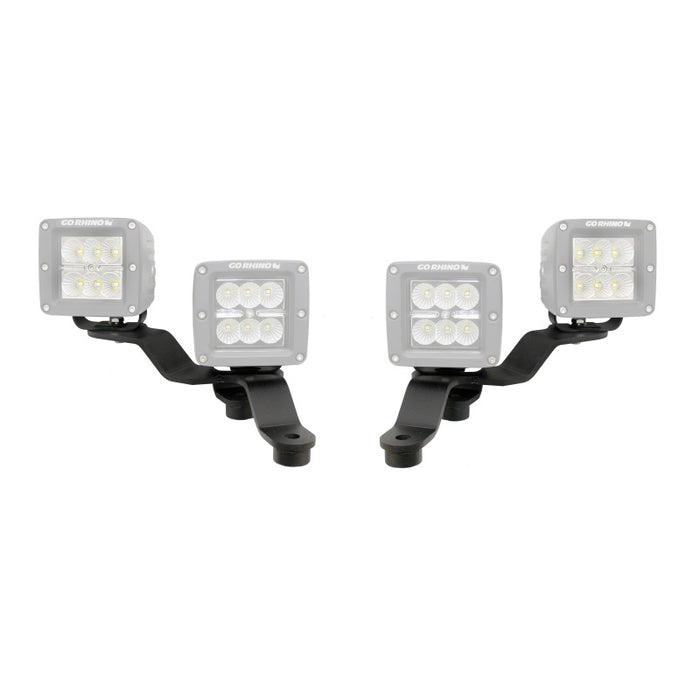 Go Rhino 730231T 18-20 Jeep Wrangler JL/JLU/Gladiator JT Light Mount - Two 3in Cubes Offset
