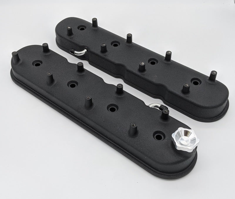 Granatelli Motor Sports 640362 Granatelli 96-22 GM LS Tall Valve Cover w/Angled Coil Mounts - Black Wrinkle (Pair)