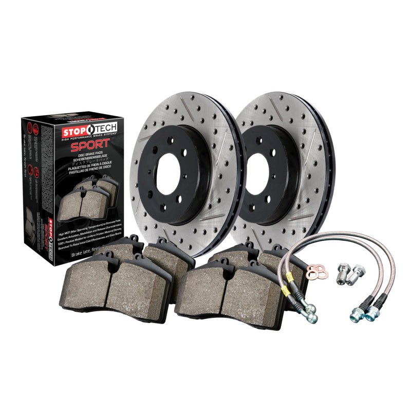 Stoptech 978.65001F Sport Axle Pack, Drilled & Slotted, Front