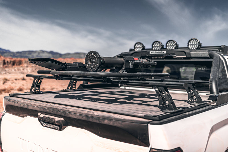 Go Rhino 5935015T 15-22 Ford F-150 / 07-21 Toy. Tundra XRS Cross Bars Kit - Tex Blk (Attch Tonneau Cvr T-Trk)