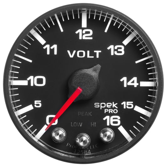 Autometer ATMP344328 Spek-Pro 2-1/6 Gauge Voltmeter w/Peak Mem.