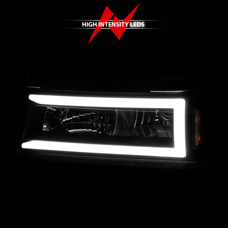 ANZO 111558 04-12 GM Colorado/Canyon/I-Series Crystal Headlights - w/ Light Bar Black Housing 4pcs