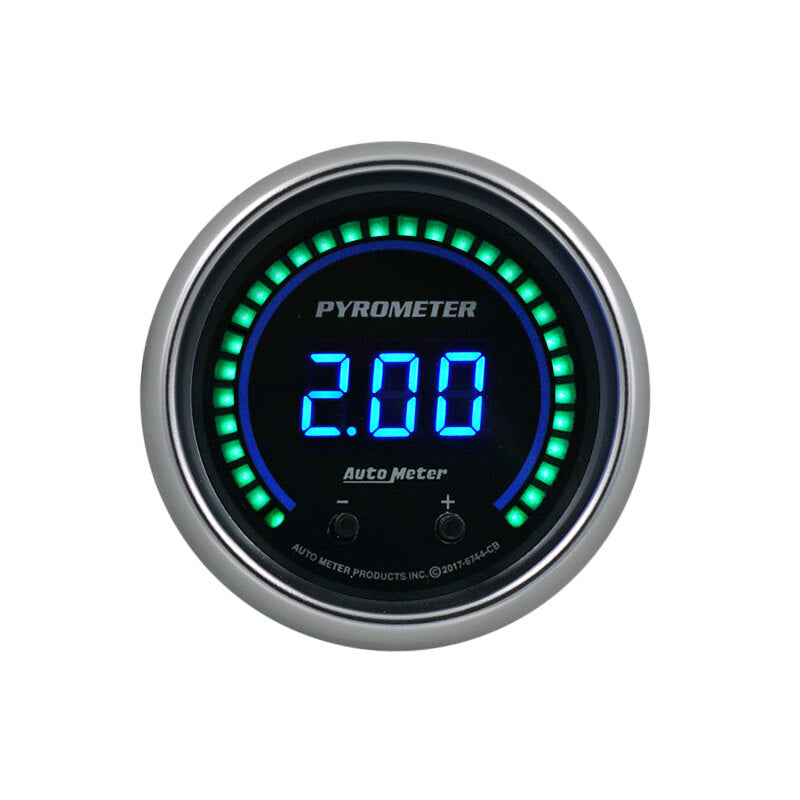 AutoMeter 6744-CB Autometer 52.4mm Black Two Channel 0-2000 Degree Pyrometer (EGT) Cobalt Elite Digital Gauge