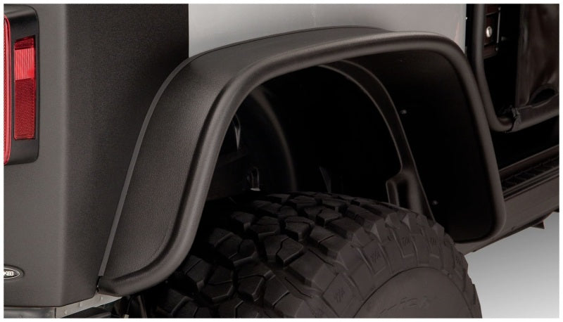 Bushwacker 10052-07 07-18 Jeep Wrangler Flat Style Flares 2pc Fits 2-Door Sport Utility Only - Black