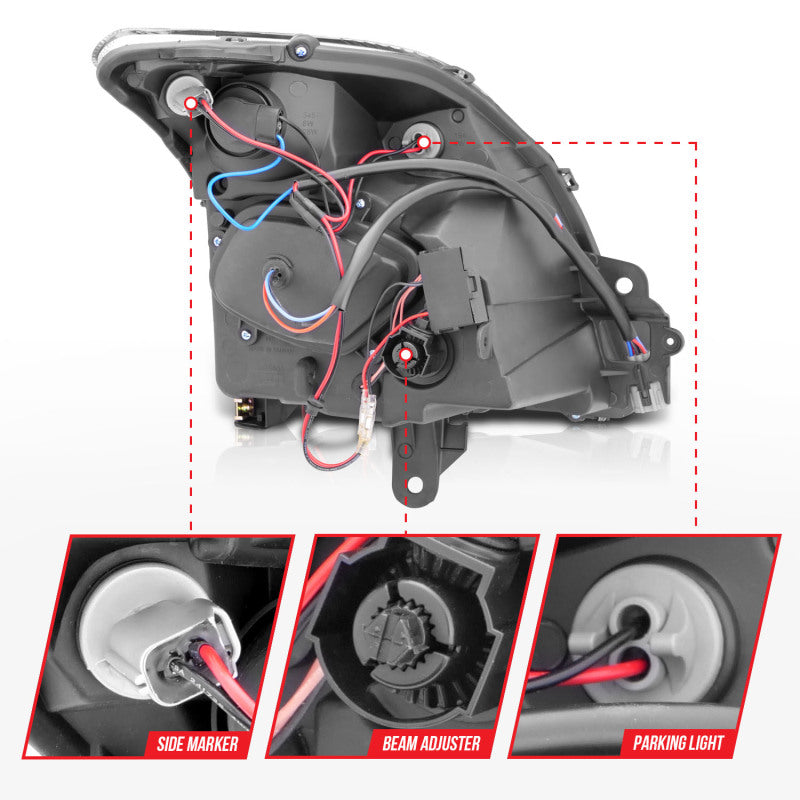 ANZO 121276 2007-2012 Nissan Sentra Projector Headlights Black
