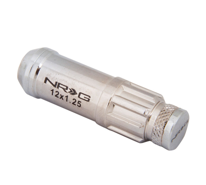 NRG LN-LS710SL-21 700 Series M12 X 1.25 Steel Lug Nut w/Dust Cap Cover Set 21 Pc w/Locks & Lock Socket - Silver