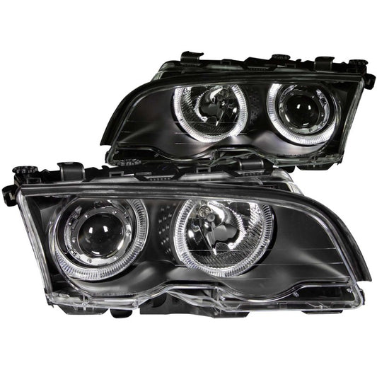 ANZO 121015 1999-2001 BMW 3 Series E46 Projector Headlights w/ Halo Black
