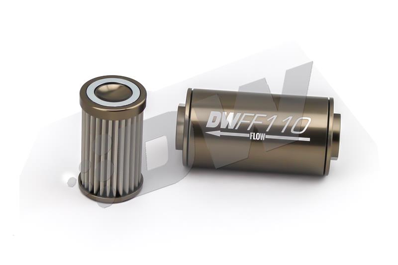 DeatschWerks 8-03-110-100K Stainless Steel 10AN 100 Micron Universal Inline Fuel Filter Housing Kit (110mm)