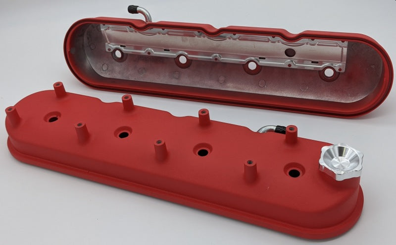 Granatelli Motor Sports 640363 Granatelli 96-22 GM LS Tall Valve Cover w/Integral Angled Coil Mounts - Red Wrinkle (Pair)