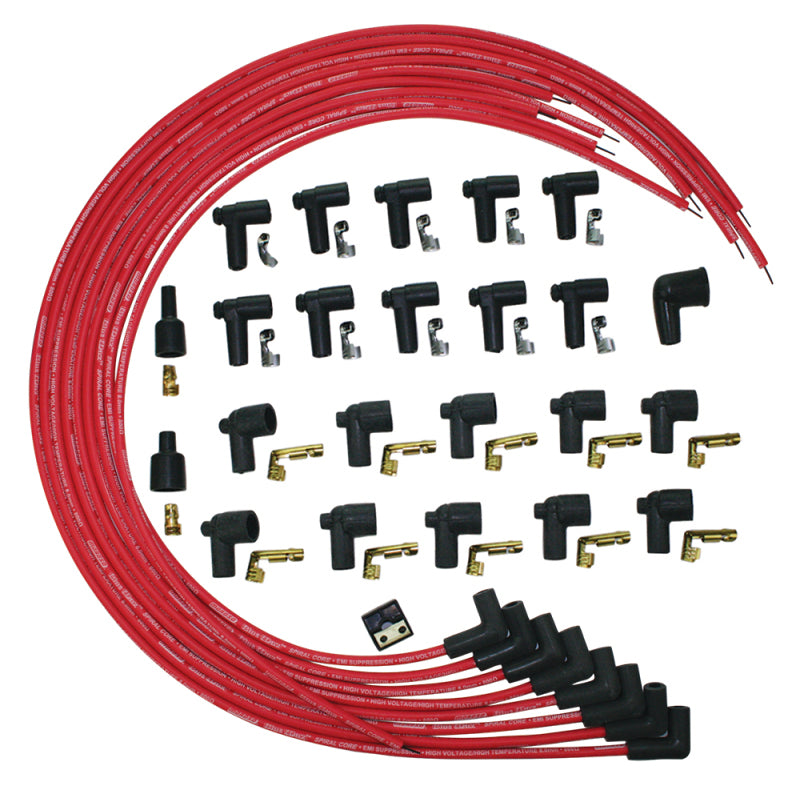 Moroso 73219 Universal Ignition Wire Set - Blue Max - Spiral Core - Unsleeved - 90 Degree - Red