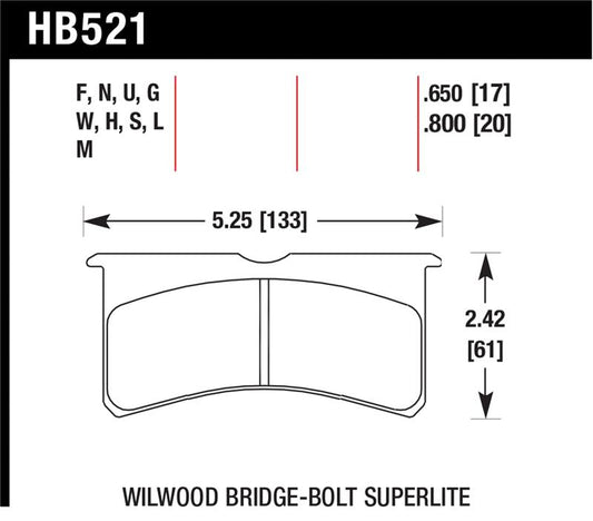 Hawk Performance HB521G.800 Hawk Wilwood Superlite 4/6 Forged DTC-60 Race Brake Pads