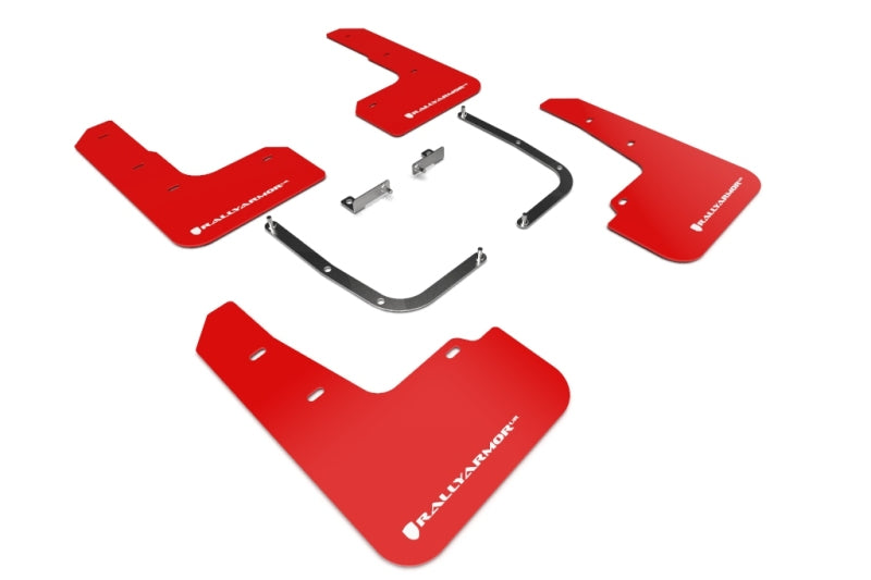 Rally Armor MF58-UR-RD/WH 19-21 Hyundai Veloster Turbo/2.0/R-Spec Red UR Mud Flap w/White Logo