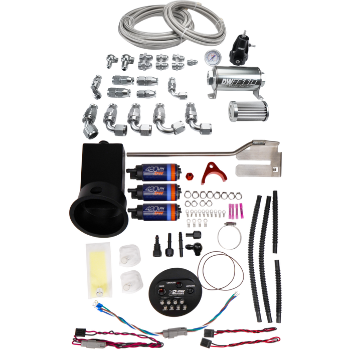DeatschWerks 9-421-625-7022 94-02 Nissan Silvia and Skyline X2 Surge Module with DW420 Pumps and PTFE Plumbing Kit