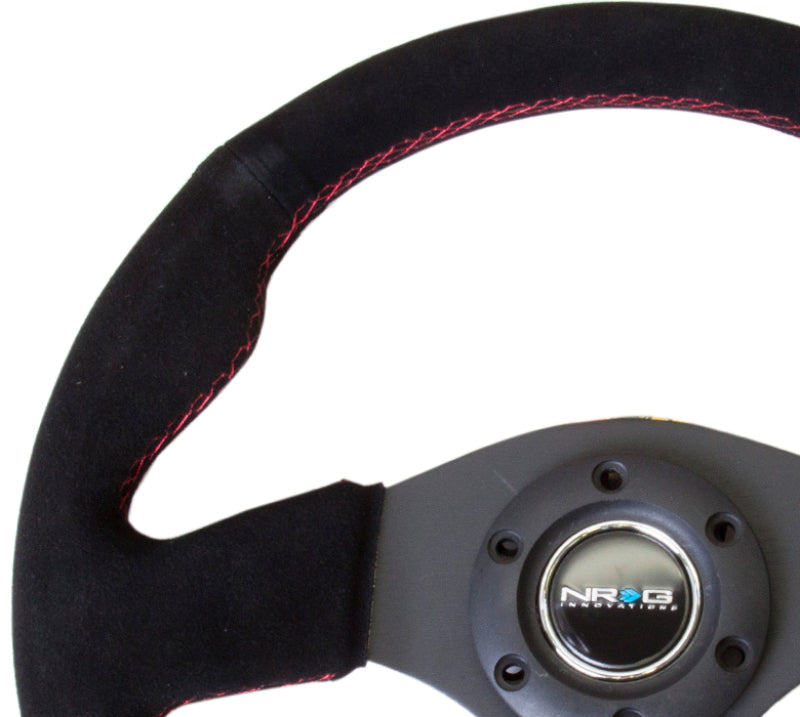 NRG RST-012S-RS Reinforced Steering Wheel (320mm) Suede w/Red Stitch