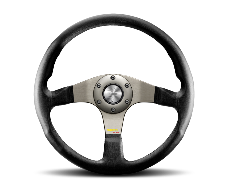 MOMO TUN35BK0B Momo Tuner Steering Wheel 350 mm - Black Leather/Red Stitch/Black Spokes