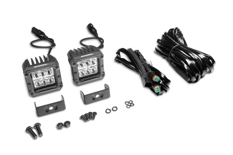 Go Rhino 751803023SCS Xplor Bright Series Cube LED Spot Light Kit (Surface/Threaded Stud Mount) 3x3 - Blk (Pair)