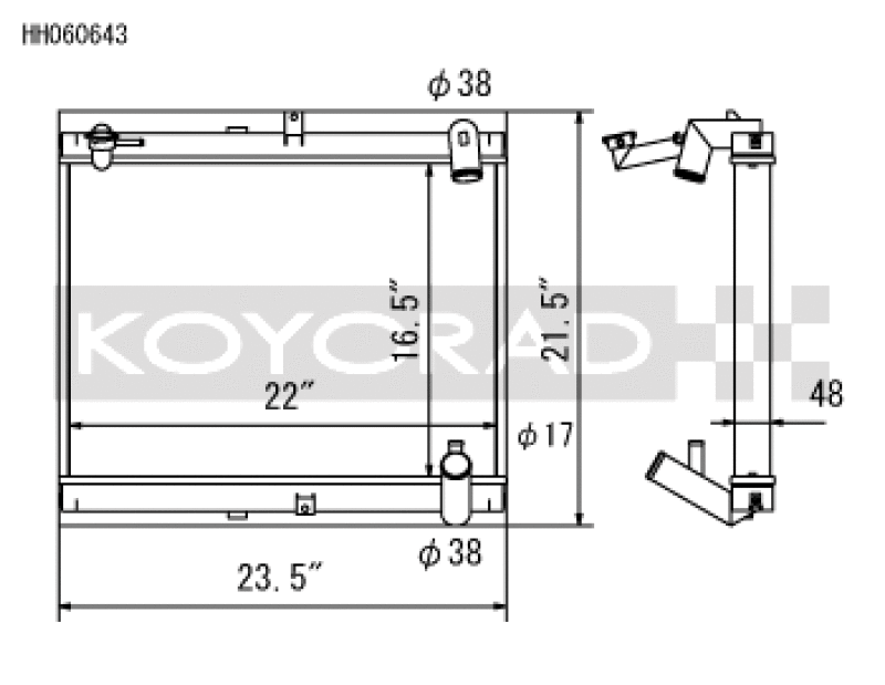 Koyo HH060643 89-92 Mazda RX-7 1.3L Late FC Chassis Turbo & Non Turbo Radiator