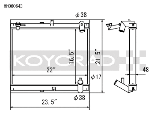 Koyo HH060643 89-92 Mazda RX-7 1.3L Late FC Chassis Turbo & Non Turbo Radiator