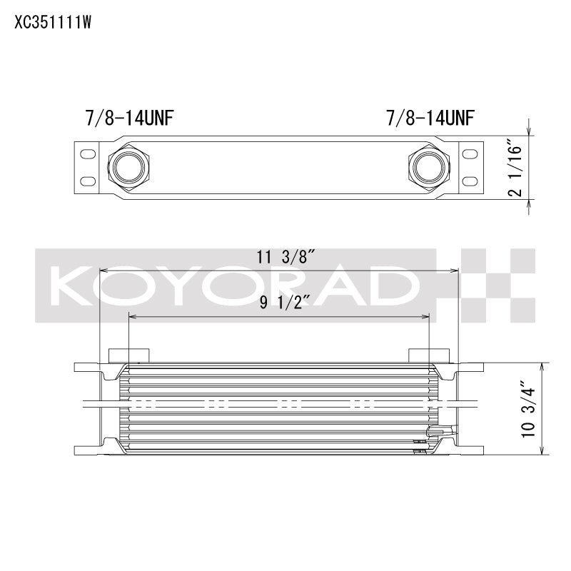 Koyo XC351111W 35 Row Oil Cooler 11.25in x 11in x 2in (-10AN ORB provisions)