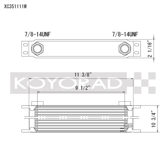 Koyo XC351111W 35 Row Oil Cooler 11.25in x 11in x 2in (-10AN ORB provisions)