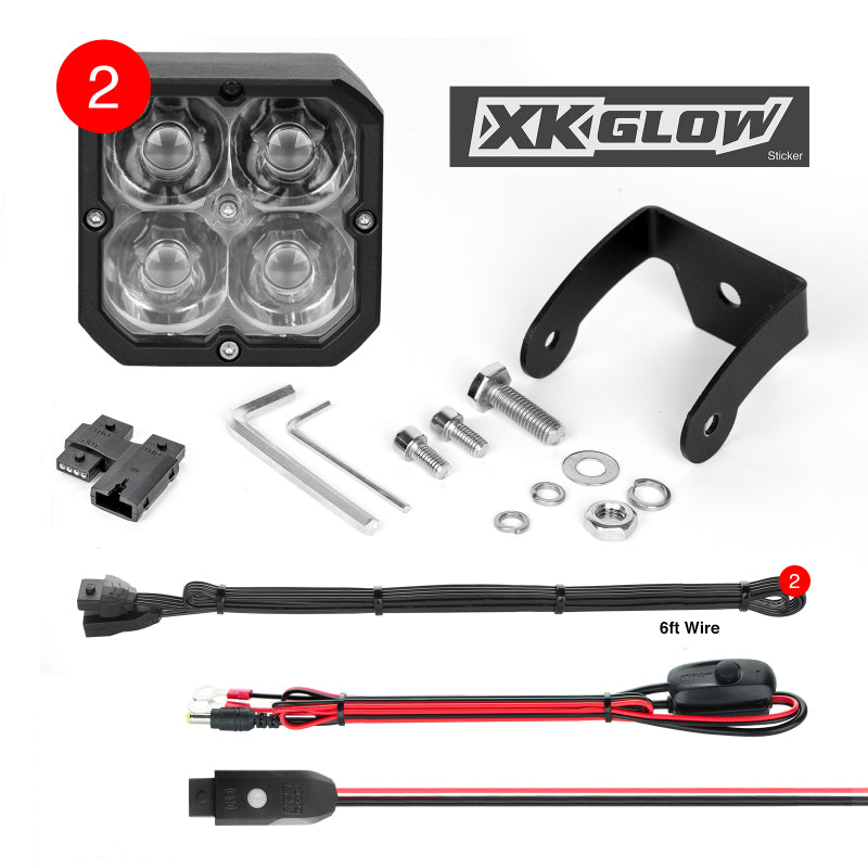 XKGLOW XK065001-S-KIT XK Glow XKchrome 20w LED Cube Light w/ RGB Accent Light Kit w/ Controller- Spot Beam 2pc
