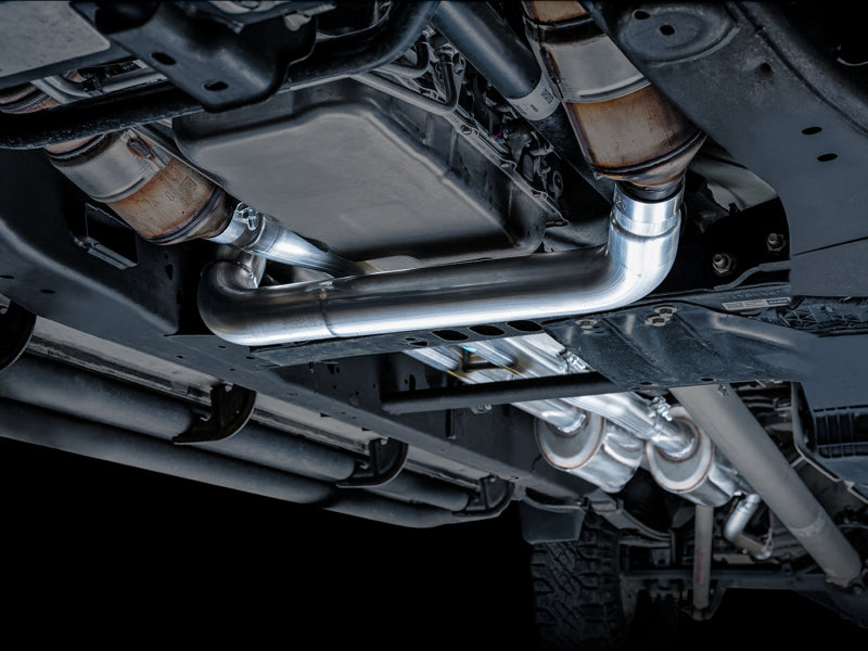 AWE Tuning 3015-42203 4th Gen GM 1500 6.2L 0FG Catback Split Rear Exit (w/ Bumper Cutouts) - Quad Chrome Tips