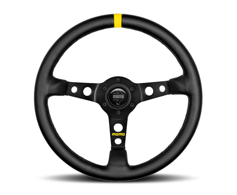MOMO R1905/35L Momo MOD07 Steering Wheel 350 mm - Black Leather/Black Spokes/1 Stripe