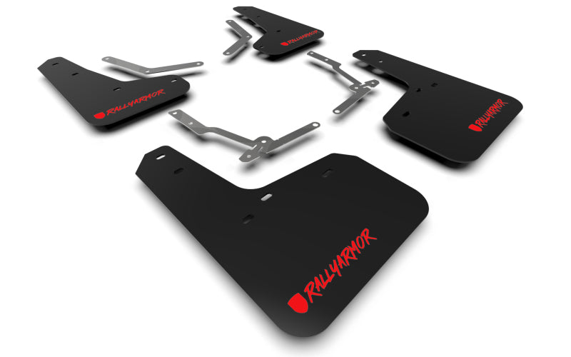 Rally Armor MF27-UR-BLK/RD-X 12-19 Ford Focus ST / 16-19 RS Black UR Mud Flap w/Red Altered Font Logo