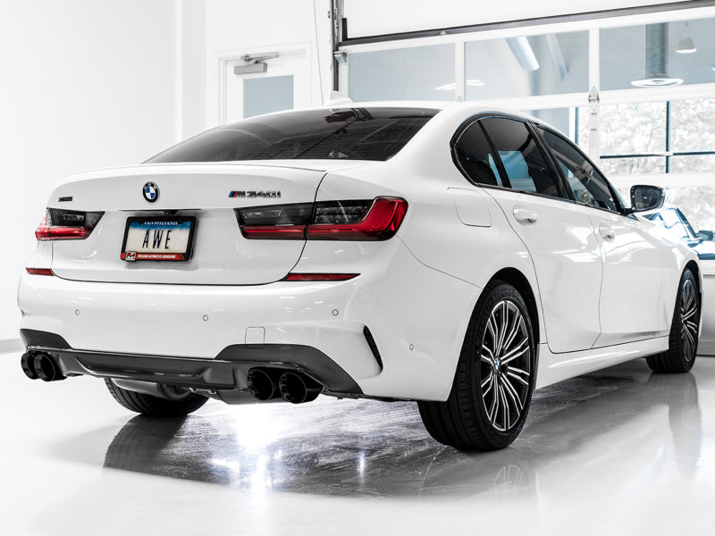 AWE Tuning 3015-43156 2019+ BMW M340i (G20) Non-Resonated Touring Edition Exhaust - Quad Diamond Black Tips