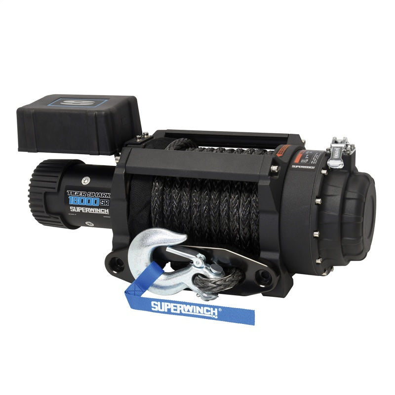 Superwinch 1518001 18000 LBS 12V DC 33/64in x 79 ft Synthetic Rope Tiger Shark 18000SR Winch