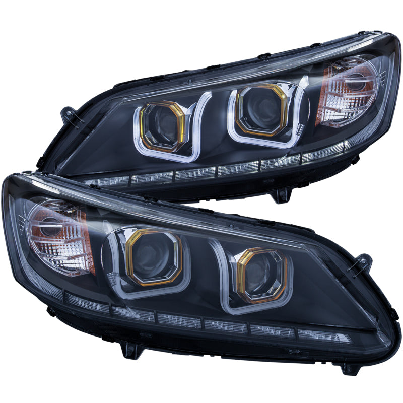 ANZO 121492 2013-2015 Honda Accord (4dr ONLY) Projector Headlights w/ U-Bar Black