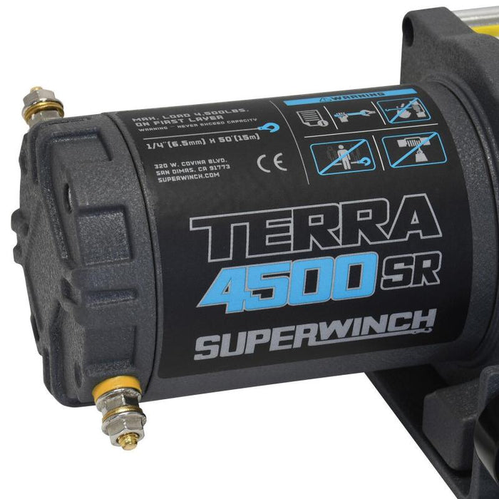 Superwinch 1145270 4500 LBS 12V DC 1/4in x 50ft Synthetic Rope Terra 4500SR Winch - Gray Wrinkle