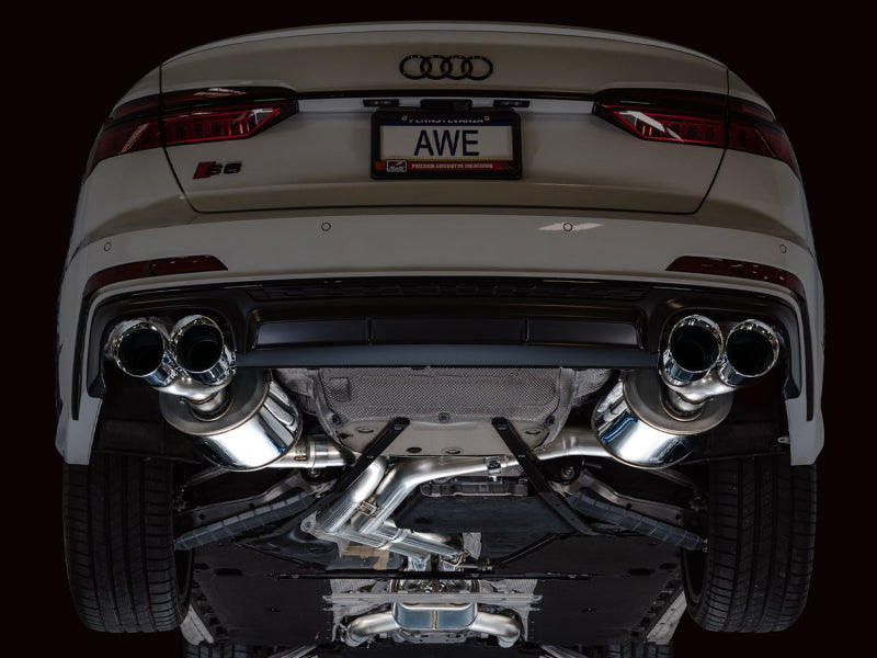 AWE Tuning 3015-42103 19-23 Audi C8 S6/S7 2.9T V6 AWD Touring Edition Exhaust - Chrome Silver Tips