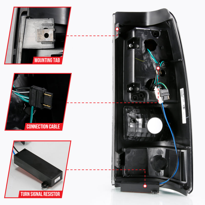 ANZO 311334 2003-2006 Chevy Silverado 1500 LED Taillights Plank Style Black w/Smoke Lens