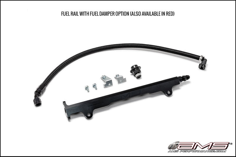 AMS AMS.04.07.0006-2 Performance 08-15 Mitsubishi EVO X CNC Machined Aluminum Fuel Rail w/Pulsation Dampener - Black