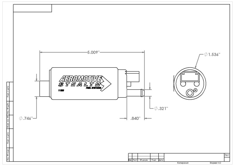 Aeromotive 11569 340 Series Stealth In-Tank E85 Fuel Pump - Center Inlet - Offset (GM applications)