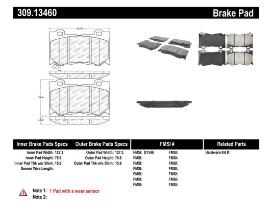 Stoptech 309.13460 StopTech Performance 09-13 Infiniti FX35/FX37/FX45/FX50/08-13 G37 / 09-12 370Z Front Brake Pads