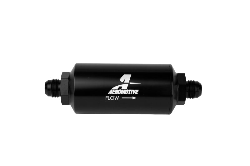 Aeromotive 12375 In-Line Filter - AN-08 size Male - 10 Micron Microglass Element - Bright-Dip Black