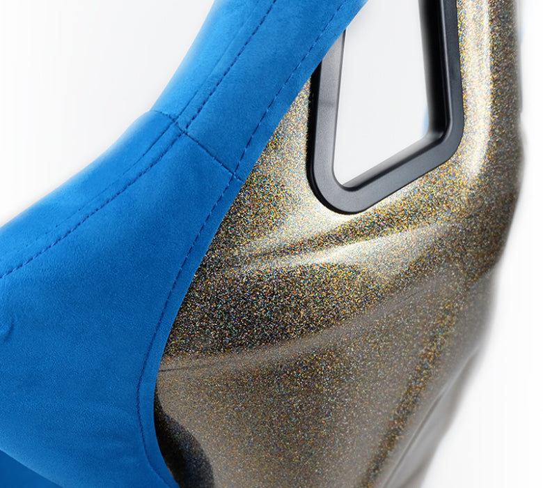 NRG FRP-302BL-ULTRA FRP Bucket Seat ULTRA Edition - Large (Blue Alcantara/Gold Glitter Back)