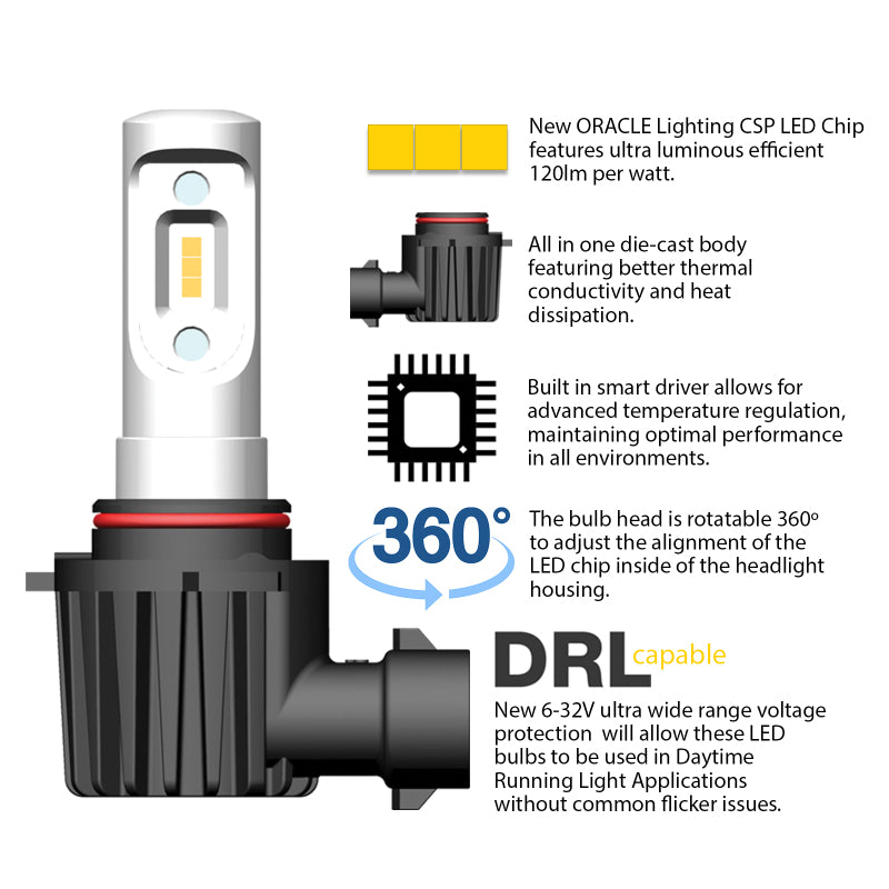 ORACLE Lighting V5235-001 Oracle H11 - VSeries LED Headlight Bulb Conversion Kit - 6000K SEE WARRANTY