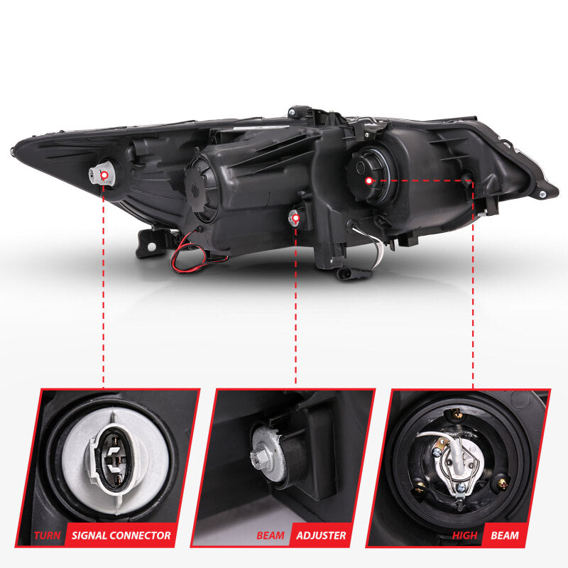 ANZO 121393 2009-2012 Acura TSX Projector Headlights w/ Halo Black (CCFL) (HID Compatible)