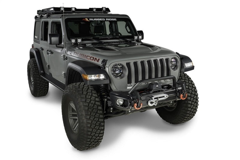 Rugged Ridge 11549.03 Arcus Front Bumper Tube Overrider Black 18-20 Jeep Wrangler JL