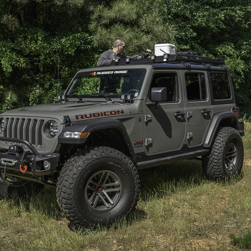Rugged Ridge 11703.04 Roof Rack with Basket 18-20 Jeep Wrangler JL 4Dr Hardtops