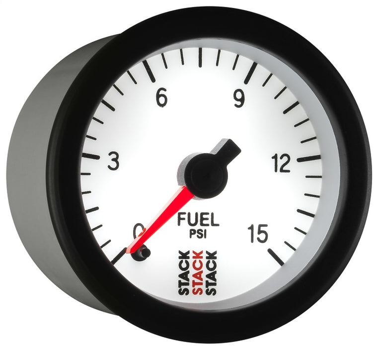 AutoMeter ST3354 Autometer Stack 52mm 0-15 PSI 1/8in NPTF Male Pro Stepper Motor Fuel Pressure Gauge - White